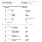 Physical And Chemical Properties Worksheet Physical Science A Answers