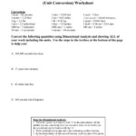 Physical Science Dimensional Analysis Unit Conversion Worksheet