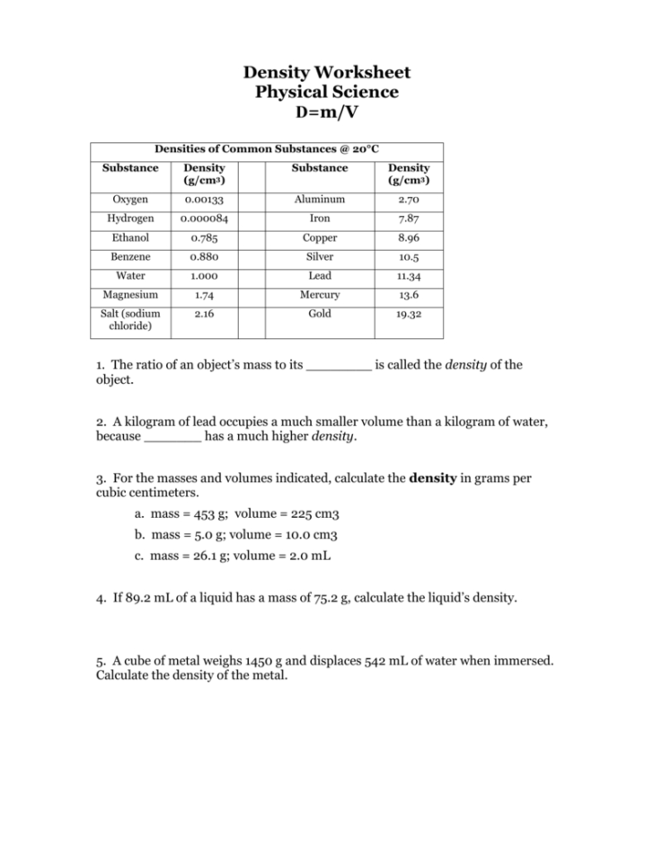 Physical Science If8767 Worksheet Answers Db excel