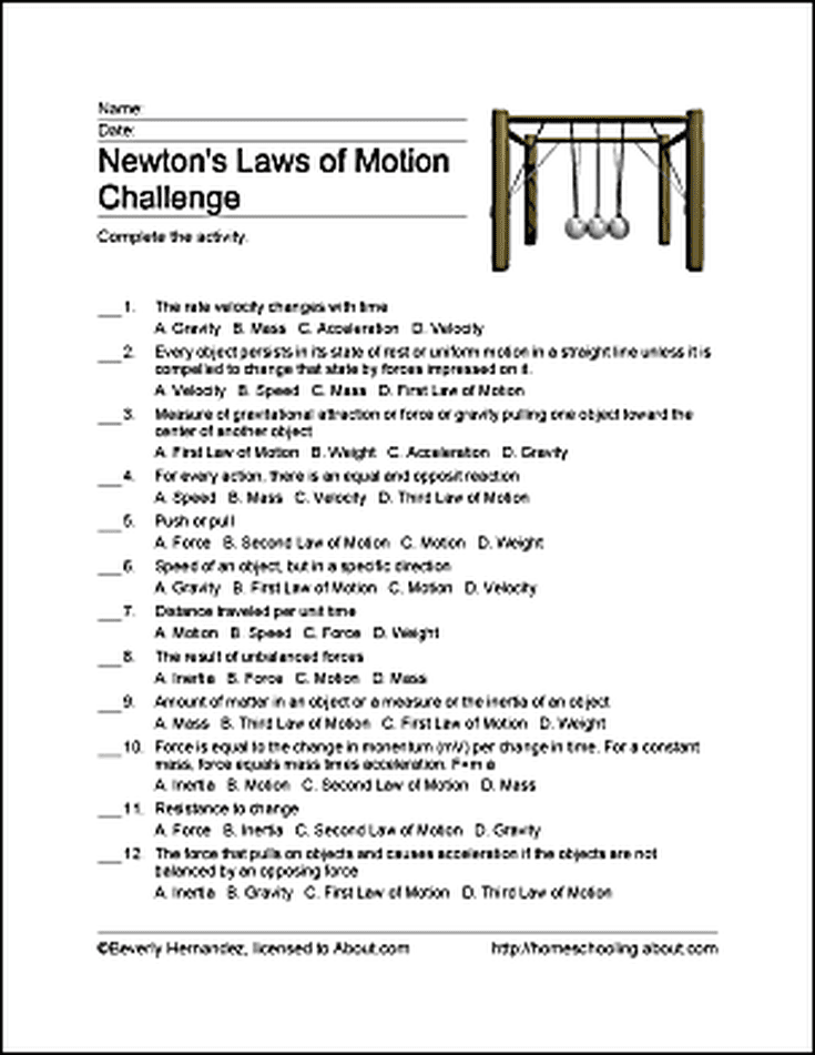 Physical Science Newton S Laws Worksheet Answers Worksheet