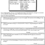 Potential And Kinetic Energy Worksheet Grade 7 Worksheet