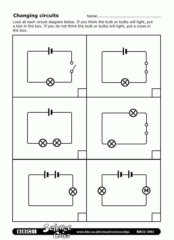 Schools Science Clips Changing Circuits Worksheet Circuits Science 