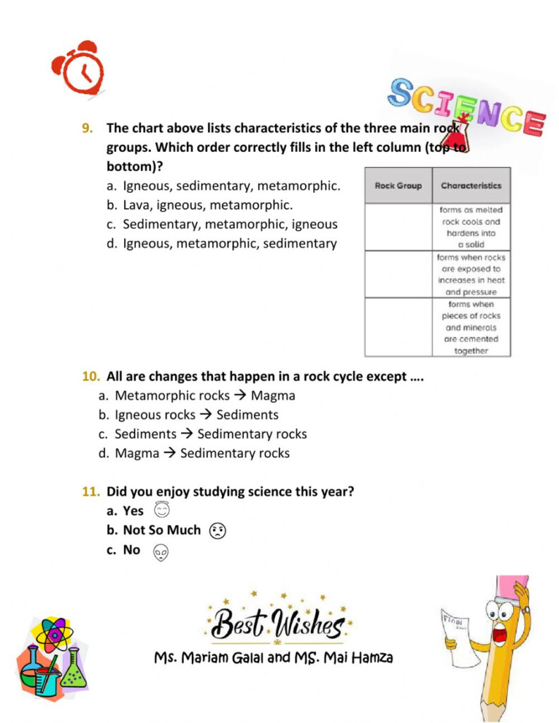 Science Grade 5 Term 3 Practice Exam Interactive Worksheet