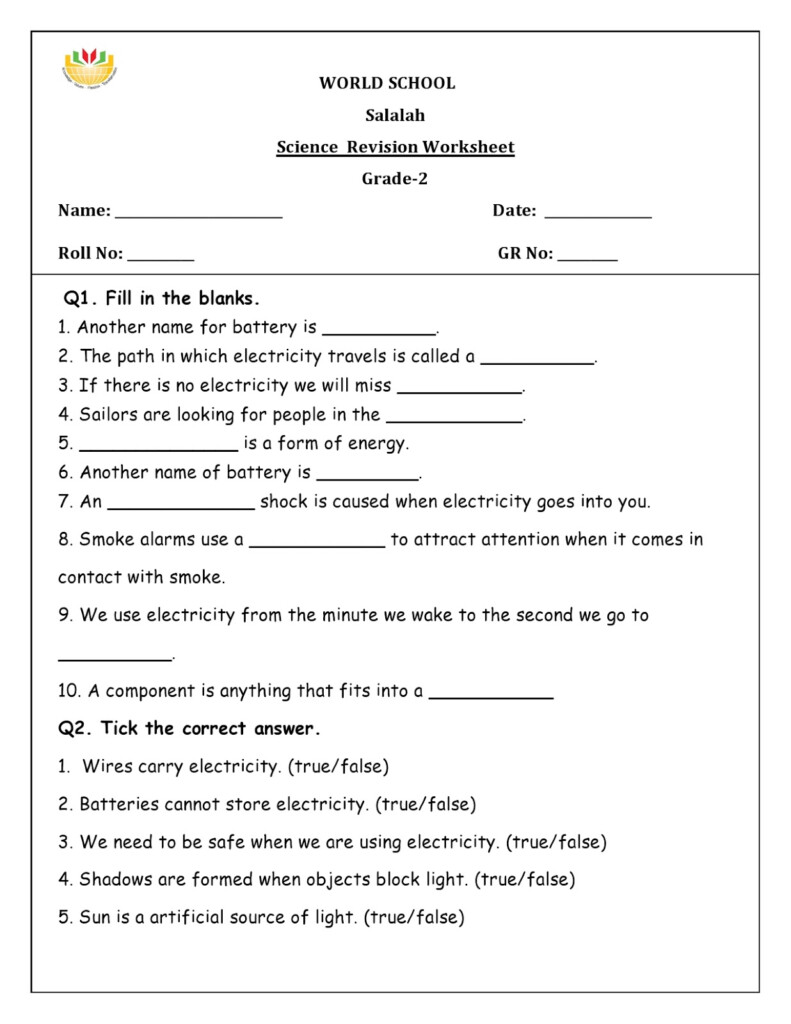 Science Worksheets For Grade 4