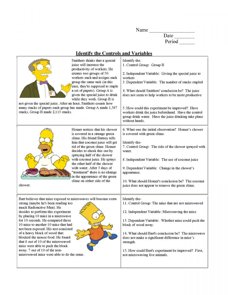 Simpsons Scientific Method Worksheet Answers Worksheet