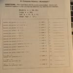 Solved A Computer Science Worksheet 1 DIRECTIONS Fill In Chegg