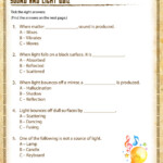 Sound And Light Quiz View 6th Grade Science Worksheets SoD