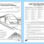 Train Time Word Problems Worksheet Worksheet Arabic English