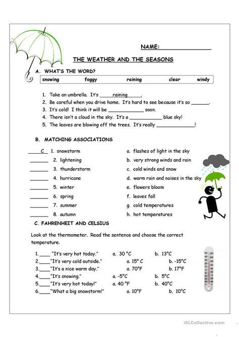 Weather And Climate Match Worksheet