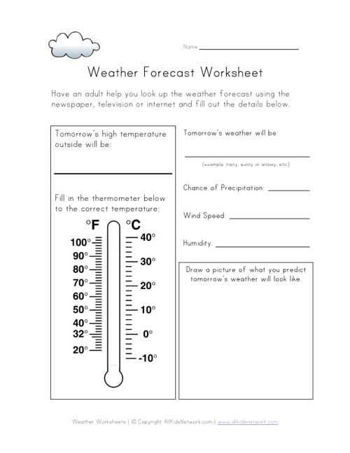 Weather Forecast Worksheet Weather Worksheets Teaching Weather