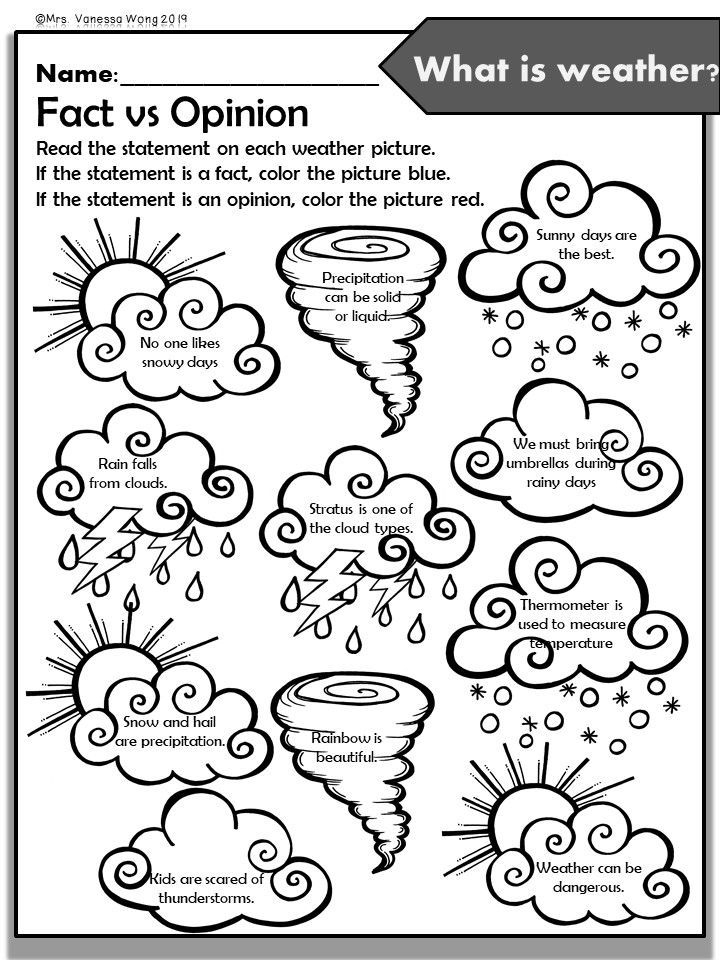 Weather Printables 1st Grade Worksheets
