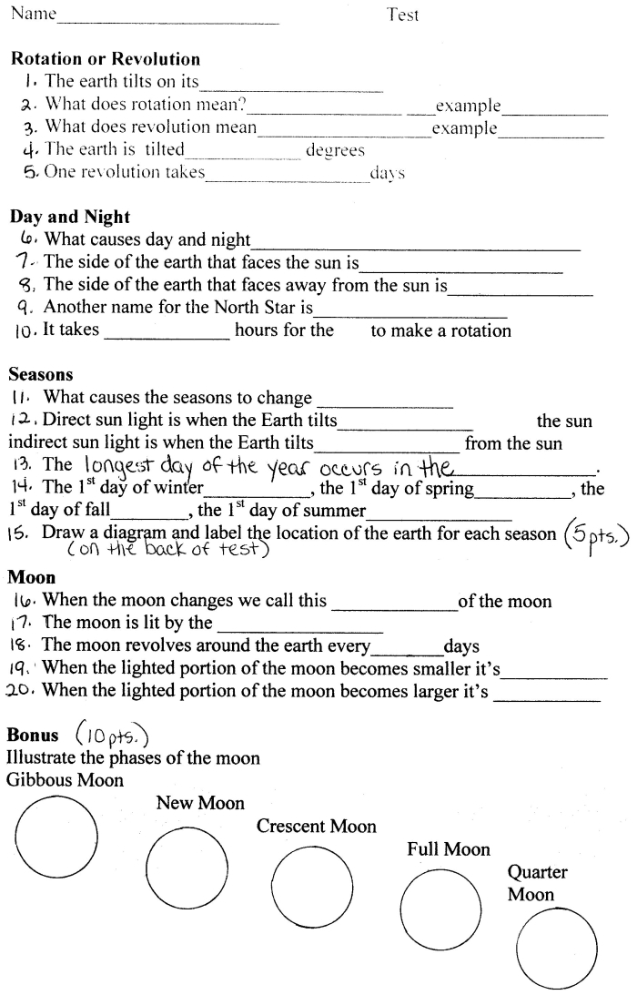 What Causes The Seasons On Earth Sixth Grade Science Worksheets Free