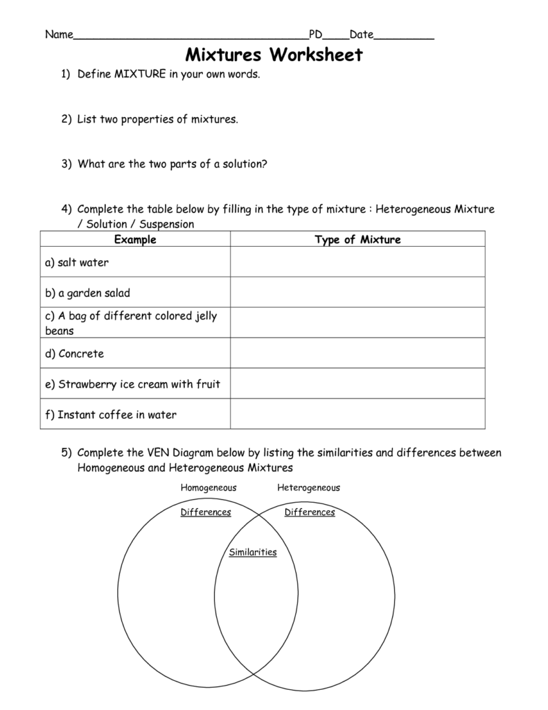 11 5th Grade Science Mixtures And Solutions Worksheets Worksheeto