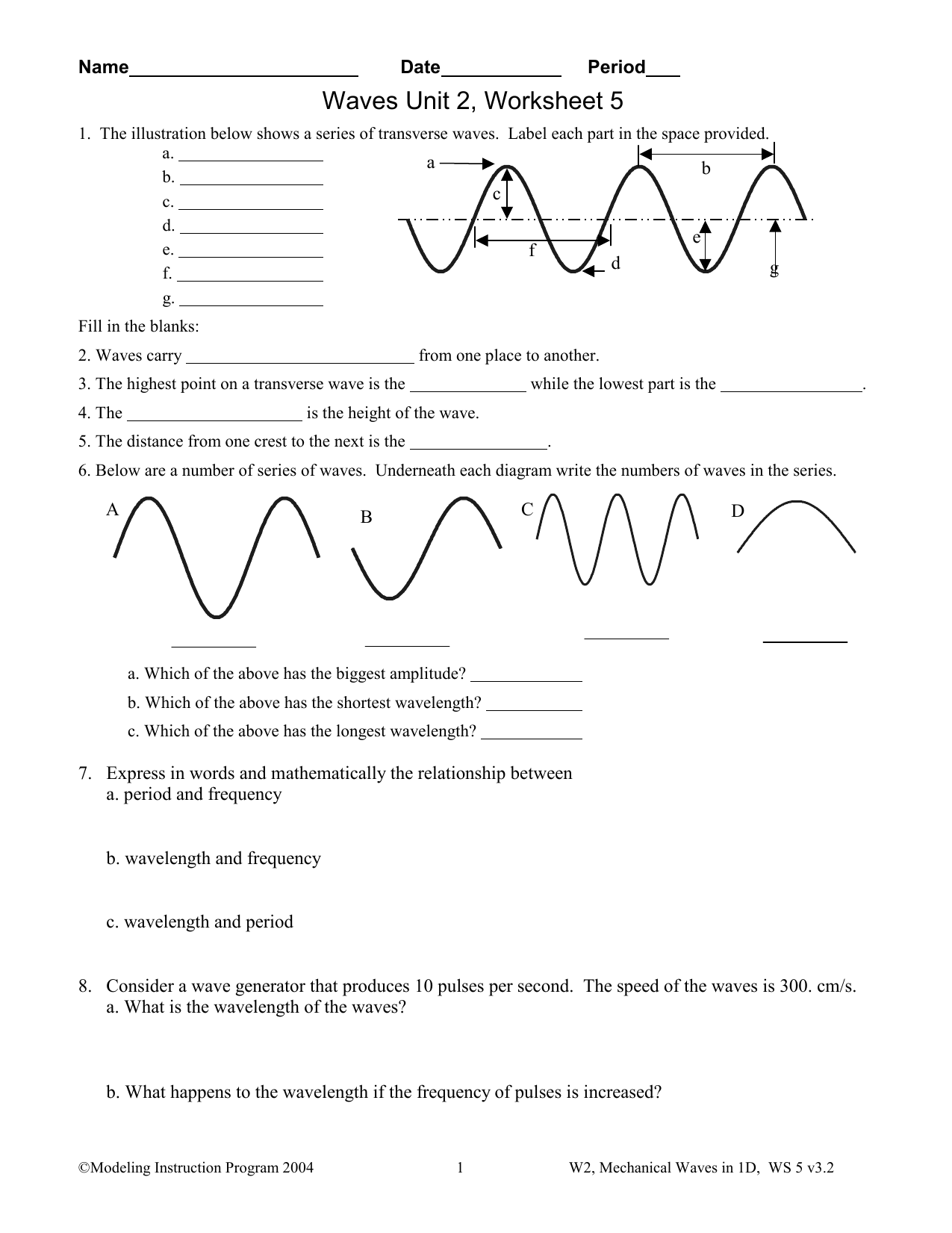 16 Lovely Physical Science Waves Worksheet