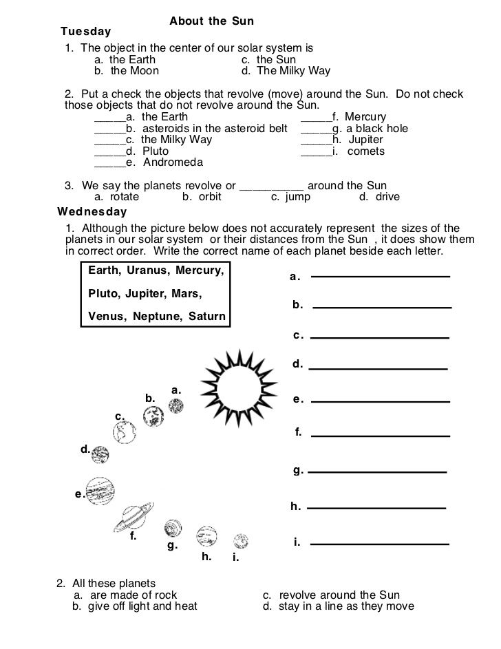 3Rd Grade Solar System Worksheet0