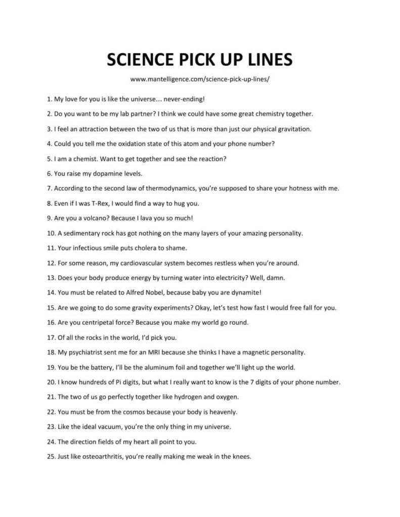 50 Best Science Pick Up Lines This Is The Only List You ll Need 2022 