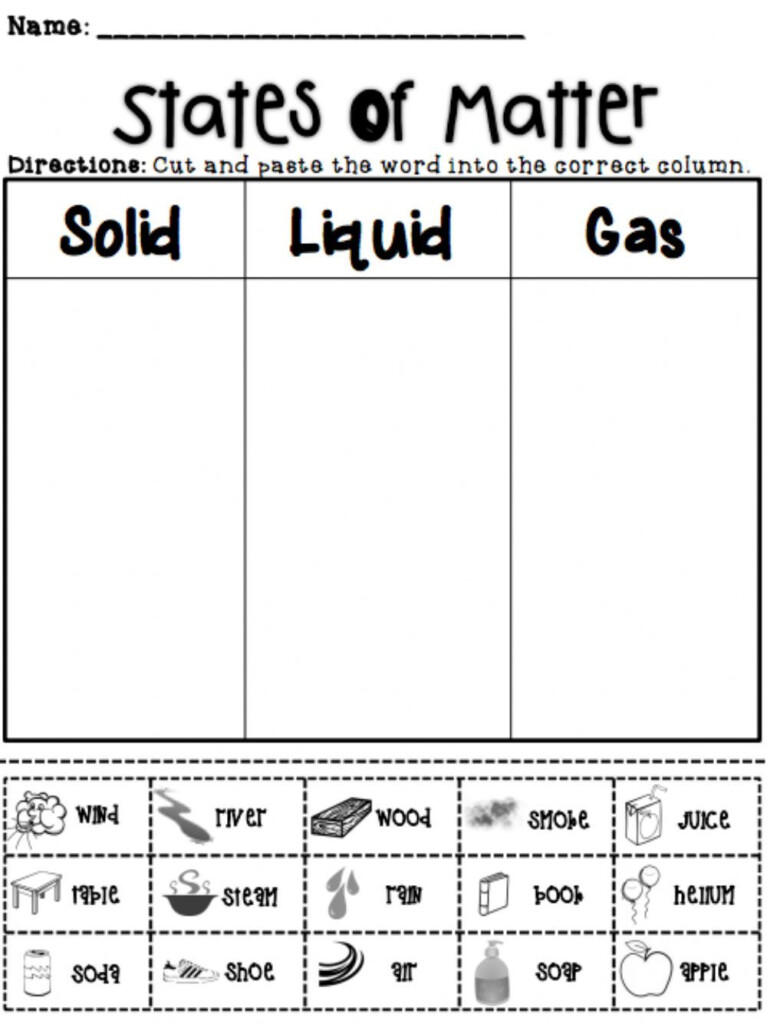 5th Grade Science Matter Worksheet