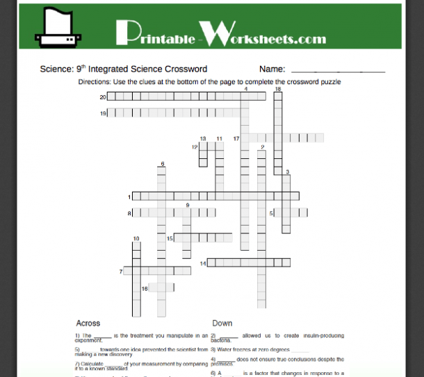 9th Grade Science Worksheets Printable