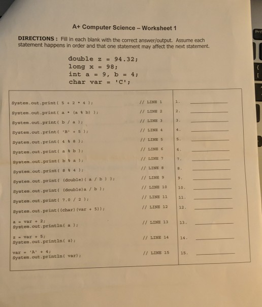 A Computer Science Input Worksheet 1 Answers Scienceworksheets