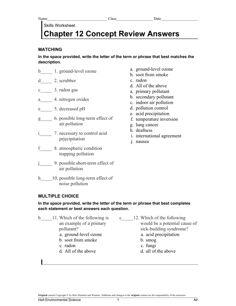 AP ENVIRONMENTAL SCIENCE CHAPTER 4 CRITICAL THINKING ANSWERS