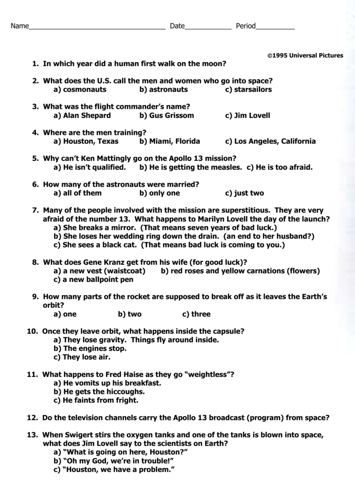 Apollo 13 Worksheet Answers Printable Word Searches