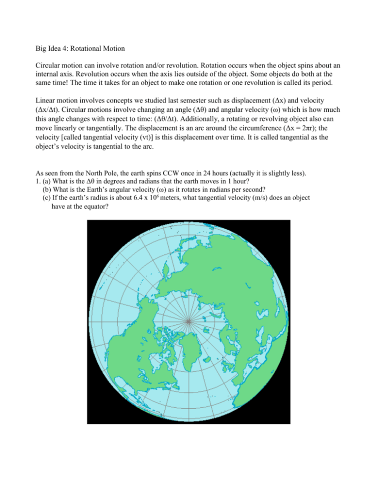 Big Idea 4 Rotational Motion Circular Motion Can Involve Rotation