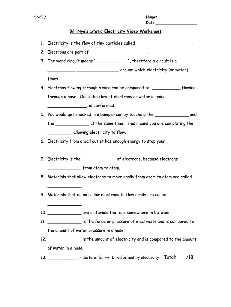 Bill Nye Energy Worksheet Answers