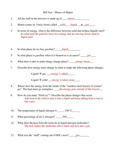 Bill Nye Measurement Worksheet