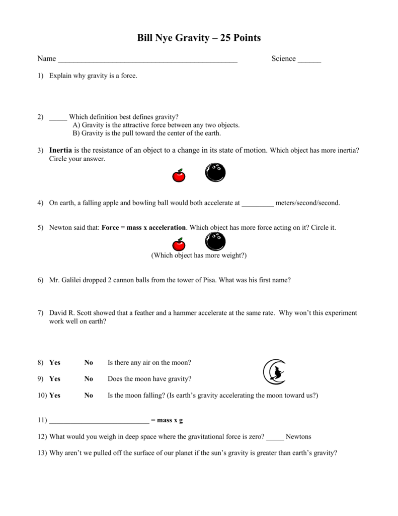 Bill Nye The Science Guy Motion Worksheet Answer Key Printable Word 