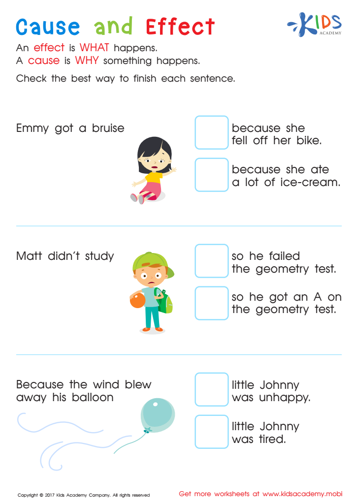 Cause And Effect Worksheet Free PDF Printout For Kids Answers And 