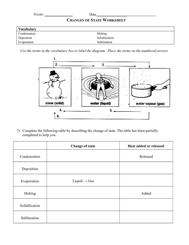 Change Of State Worksheet Worksheets For Home Learning