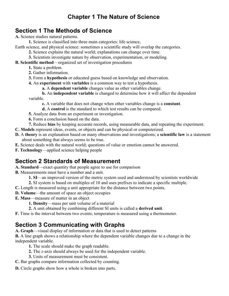 Chapter 1 Section 1 The Nature Of Science Worksheet Answers EvieeEwelina