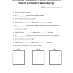 Chemical Reactions Video Worksheet States Of Matter And Energy