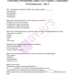 Class 6 Chemistry Worksheet On Chapter 5 Separation Of Substances Set 2