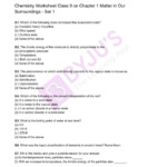 Class 9 Chemistry Worksheet On Chapter 1 Matter In Our Surroundings Set 1