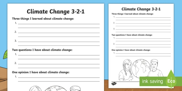 Climate Change 3 2 1 Knowledge Review Activity Twinkl