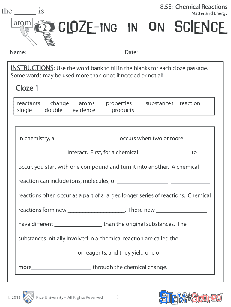 Cloze Ing In On Science Answer Key Fill Out Sign Online DocHub