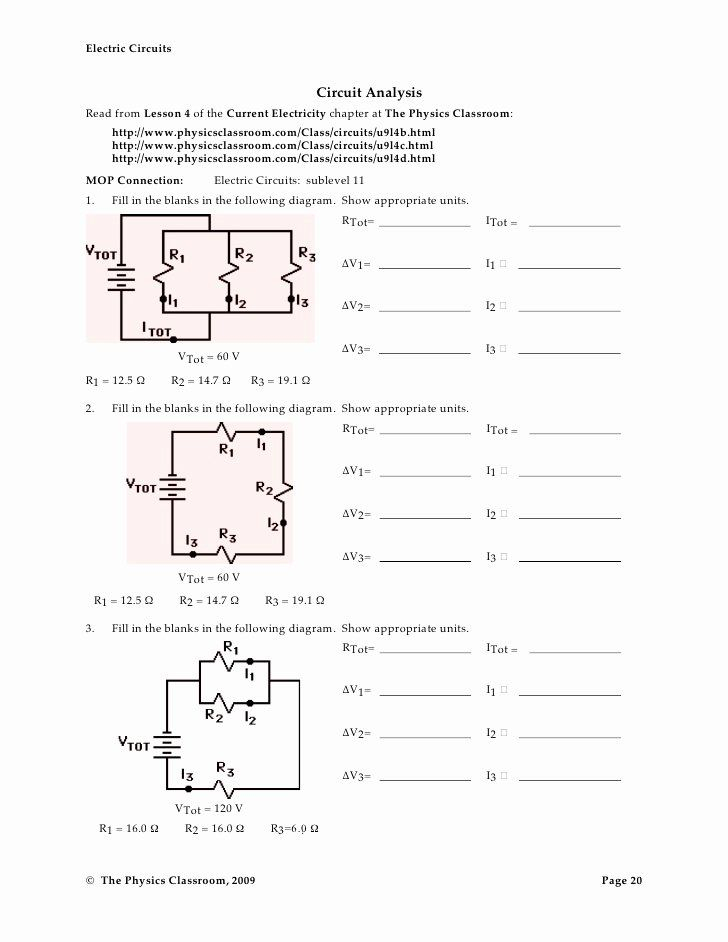 Combination Circuit Worksheet With Answers