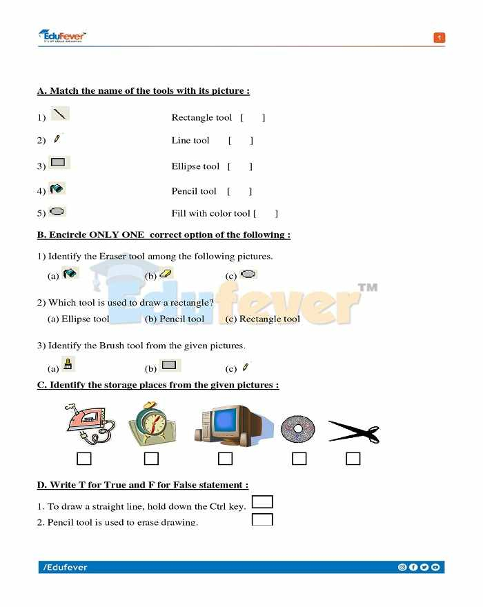 Computer Worksheet For Class 1 With Answers Pdf Download Riset