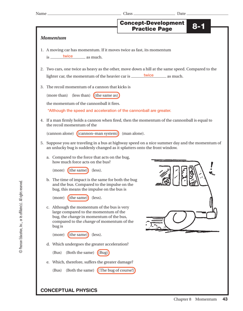 Conceptual Physics Momentum Worksheets