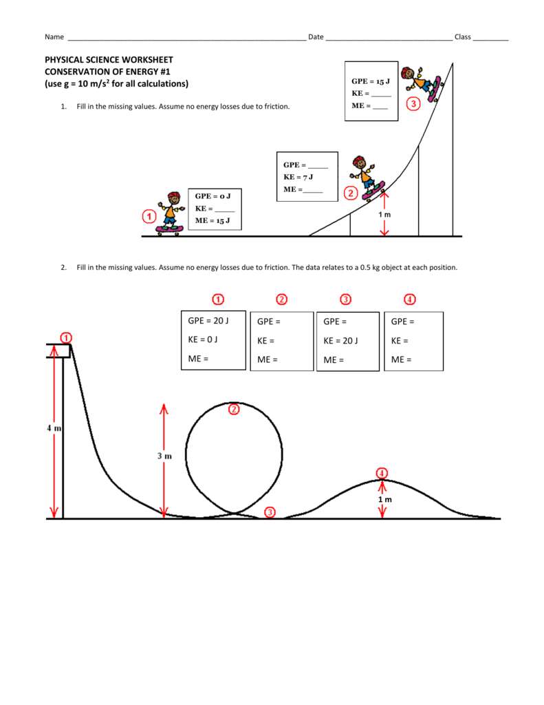 Conservation Of Energy Worksheets With Answers Algebra Worksheets 