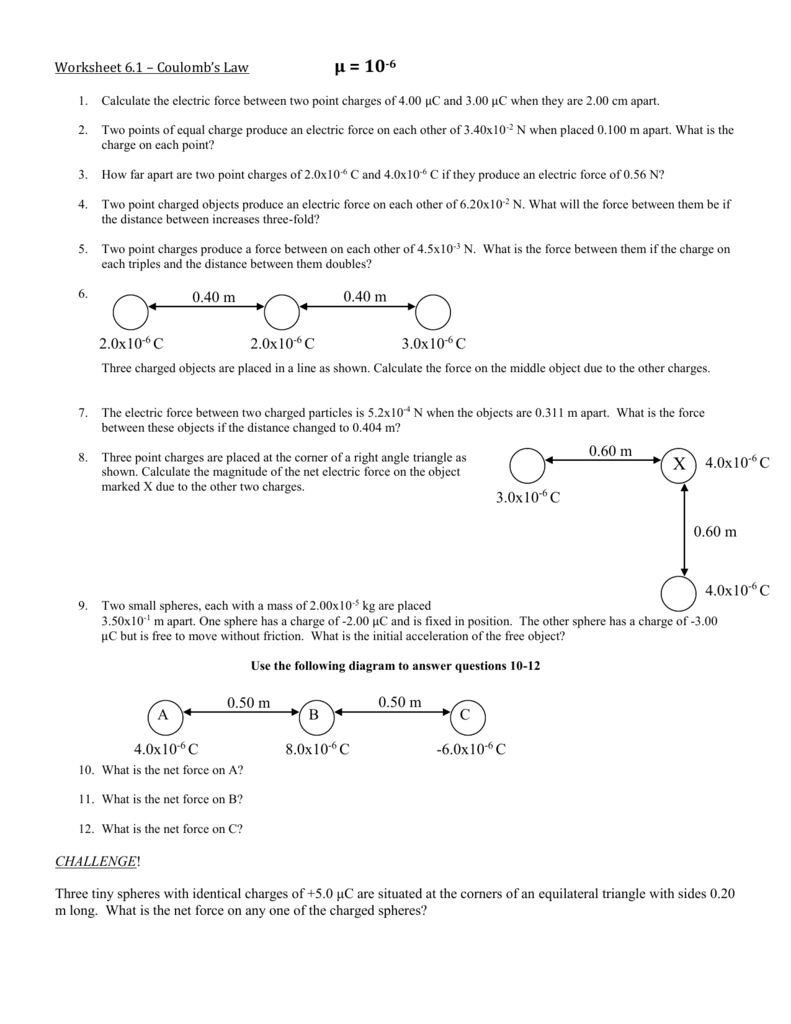 Coulomb s Law And Electric Fields Worksheet Answers 81 Pages Solution 