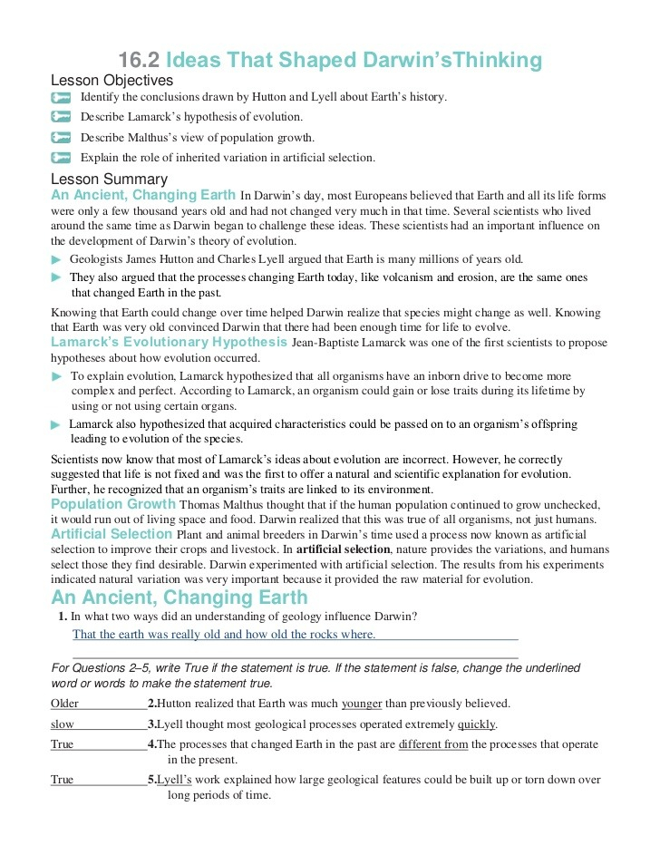 Darwins Natural Selection Worksheet Answers 31 Darwins Natural 