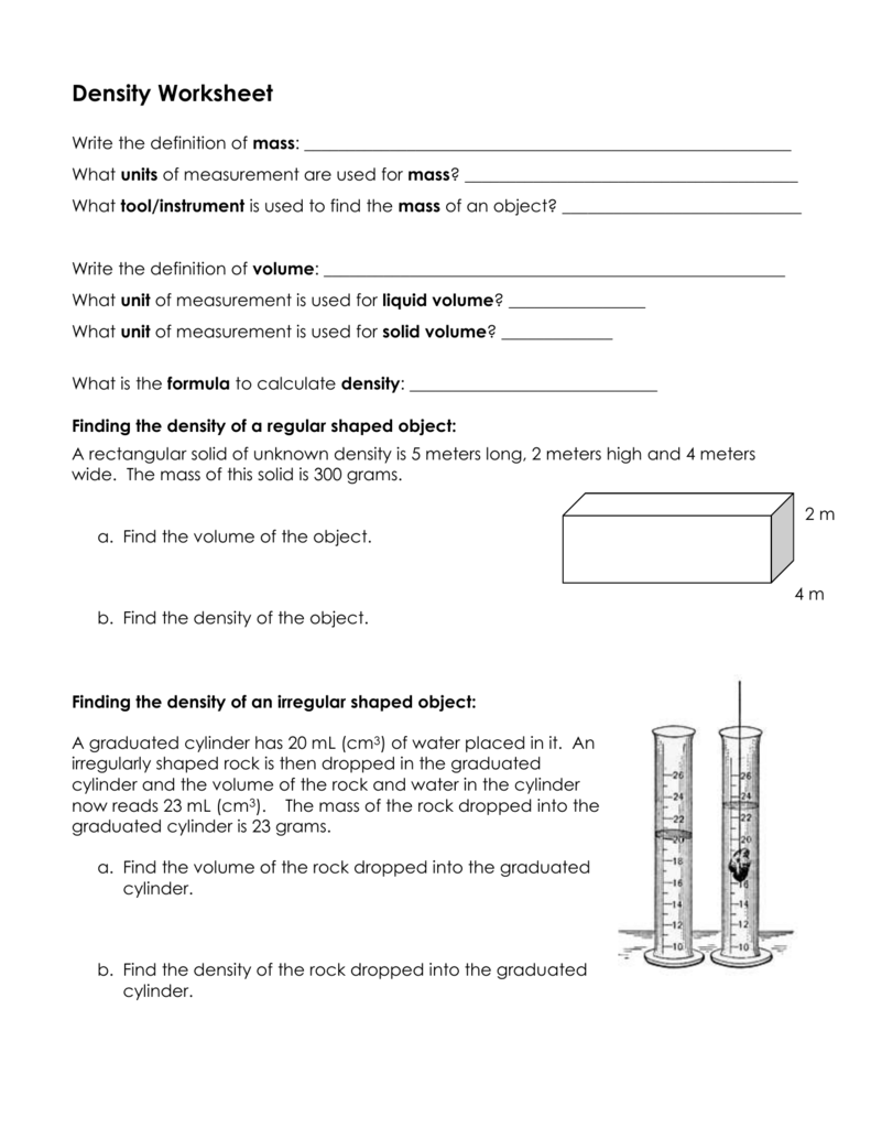 Density Worksheet