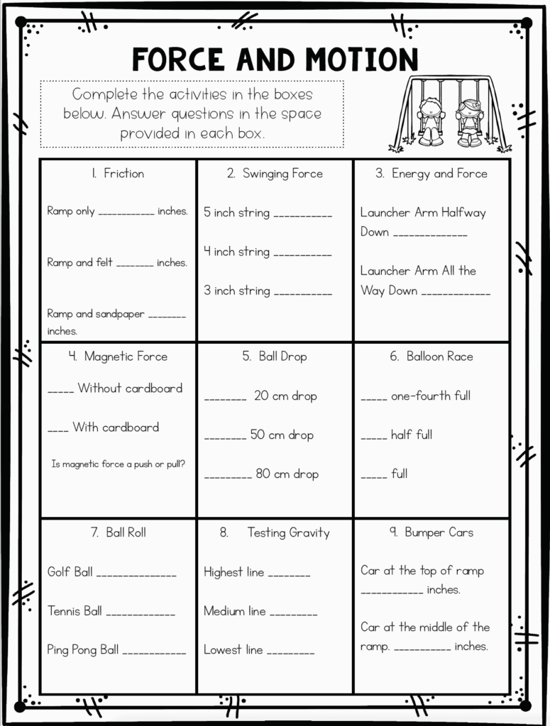 Forces And Motion Worksheet