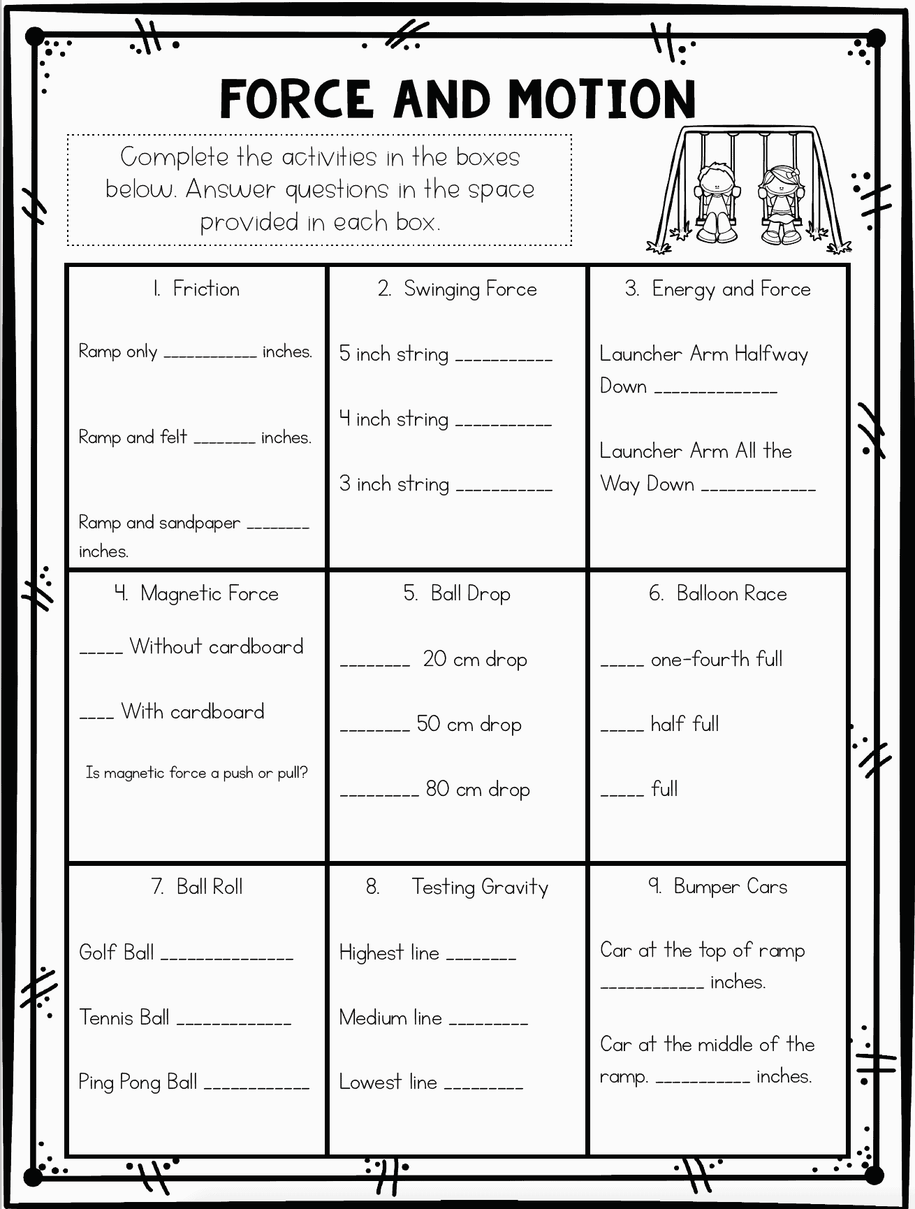 Forces And Motion Worksheet - Scienceworksheets.net