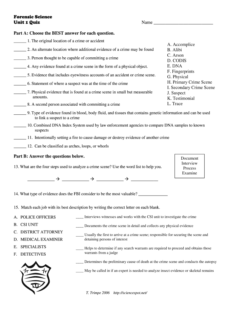 Forensic Science Unit 1 Quiz Answer Key Fill Out Sign Online DocHub