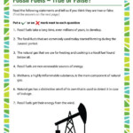 Formation Of Fossil Fuels Worksheet