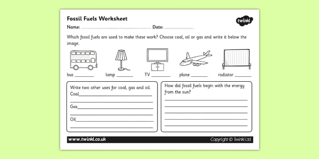 Fossil Fuels Renewable And Nonrenewable Resources Worksheet