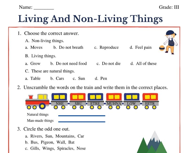 FREE Interactive Worksheet On Living And Non Living Things For Class 3